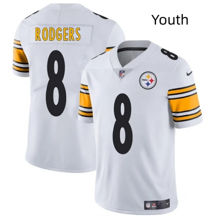Youth Pittsburgh Steelers #8 Aaron Rodgers White 2025 Vapor Limited Stitched Football Jersey
