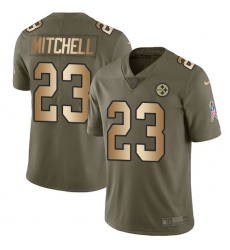 Men's Nike Pittsburgh Steelers #23 Mike Mitchell Limited Olive/Gold 2017 Salute to Service NFL Jersey
