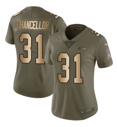 Women's Nike Seattle Seahawks #31 Kam Chancellor Limited Olive/Gold 2017 Salute to Service NFL Jersey