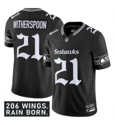 Men's Seattle Seahawks #21 Devon Witherspoon Black 2025 F.U.S.E. 'Gothic Rain City Shadows Edition' Vapor Limited Football Stitched Jersey