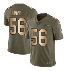 Men's Nike Seattle Seahawks #56 Cliff Avril Limited Olive/Gold 2017 Salute to Service NFL Jersey