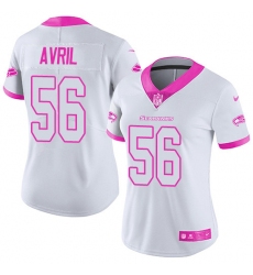 Women's Nike Seattle Seahawks #56 Cliff Avril Limited White/Pink Rush Fashion NFL Jersey