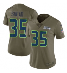 Women's Nike Seattle Seahawks #35 DeShawn Shead Limited Olive 2017 Salute to Service NFL Jersey