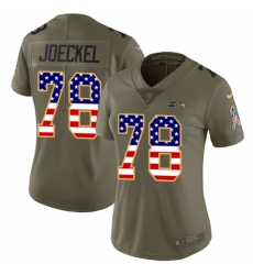 Women's Nike Seattle Seahawks #78 Luke Joeckel Limited Olive/USA Flag 2017 Salute to Service NFL Jersey