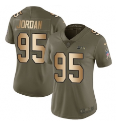 Women's Nike Seattle Seahawks #95 Dion Jordan Limited Olive/Gold 2017 Salute to Service NFL Jersey