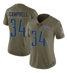 Women's Nike Tennessee Titans #34 Earl Campbell Limited Olive 2017 Salute to Service NFL Jersey