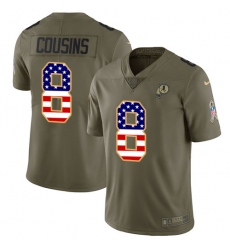 Youth Nike Washington Redskins #8 Kirk Cousins Limited Olive/USA Flag 2017 Salute to Service NFL Jersey