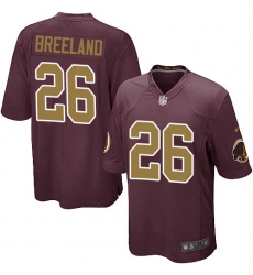 Men's Nike Washington Redskins #26 Bashaud Breeland Game Burgundy Red/Gold Number Alternate 80TH Anniversary NFL Jersey