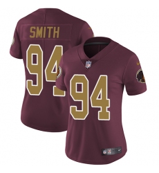 Women's Nike Washington Redskins #94 Preston Smith Burgundy Red/Gold Number Alternate 80TH Anniversary Vapor Untouchable Limited Player NFL Jersey