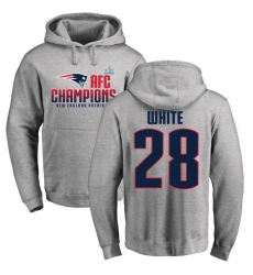 Nike New England Patriots #28 James White Heather Gray 2017 AFC Champions Pullover Hoodie