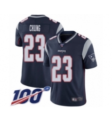 Men's New England Patriots #23 Patrick Chung Navy Blue Team Color Vapor Untouchable Limited Player 100th Season Football Jersey