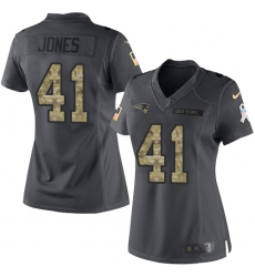Women's Nike New England Patriots #41 Cyrus Jones Limited Black 2016 Salute to Service NFL Jersey