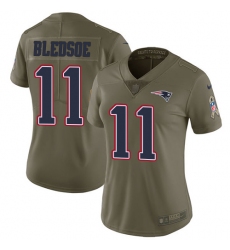 Women's Nike New England Patriots #11 Drew Bledsoe Limited Olive 2017 Salute to Service NFL Jersey