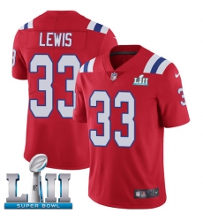 Men's Nike New England Patriots #33 Dion Lewis Red Alternate Vapor Untouchable Limited Player Super Bowl LII NFL Jersey