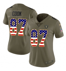 Women's Nike Oakland Raiders #87 Jared Cook Limited Olive/USA Flag 2017 Salute to Service NFL Jersey