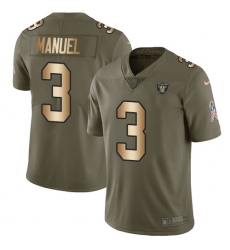 Men's Nike Oakland Raiders #3 E. J. Manuel Limited Olive/Gold 2017 Salute to Service NFL Jersey
