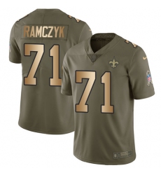Men's Nike New Orleans Saints #71 Ryan Ramczyk Limited Olive/Gold 2017 Salute to Service NFL Jersey