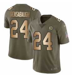 Youth Nike Pittsburgh Steelers #24 Coty Sensabaugh Limited Olive/Gold 2017 Salute to Service NFL Jersey