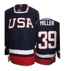 Men's Nike Team USA #39 Ryan Miller Authentic Navy Blue 2010 Olympic Hockey Jersey