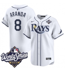Men's Tampa Bay Rays #8 Jonathan Aranda White 2026 World Series Home Limited Stitched Baseball Jersey