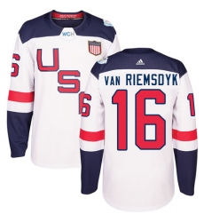 Youth Adidas Team USA #16 James van Riemsdyk Authentic White Home 2016 World Cup Ice Hockey Jersey
