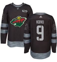 Men's Adidas Minnesota Wild #9 Mikko Koivu Authentic Black 1917-2017 100th Anniversary NHL Jersey