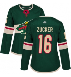 Women's Adidas Minnesota Wild #16 Jason Zucker Authentic Green Home NHL Jersey