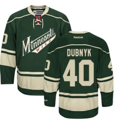Women's Reebok Minnesota Wild #40 Devan Dubnyk Authentic Green Third NHL Jersey