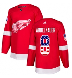 Men's Adidas Detroit Red Wings #8 Justin Abdelkader Authentic Red USA Flag Fashion NHL Jersey