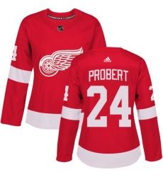 Women's Adidas Detroit Red Wings #24 Bob Probert Authentic Red Home NHL Jersey