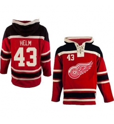 Men's Old Time Hockey Detroit Red Wings #43 Darren Helm Authentic Red Sawyer Hooded Sweatshirt NHL Jersey