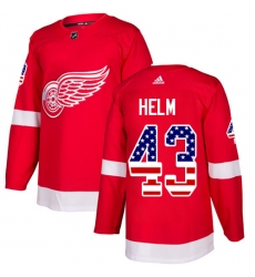 Youth Adidas Detroit Red Wings #43 Darren Helm Authentic Red USA Flag Fashion NHL Jersey