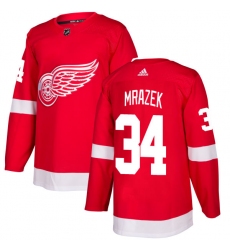 Men's Adidas Detroit Red Wings #34 Petr Mrazek Authentic Red Home NHL Jersey