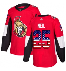 Youth Adidas Ottawa Senators #25 Chris Neil Authentic Red USA Flag Fashion NHL Jersey