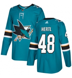 Men's Adidas San Jose Sharks #48 Tomas Hertl Premier Teal Green Home NHL Jersey