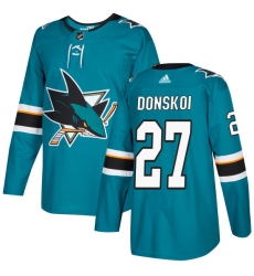 Youth Adidas San Jose Sharks #27 Joonas Donskoi Authentic Teal Green Home NHL Jersey