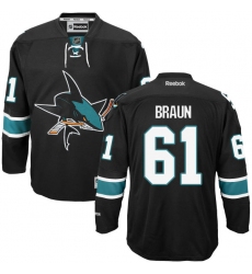 Women's Reebok San Jose Sharks #61 Justin Braun Authentic Black Third NHL Jersey