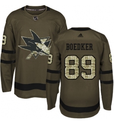 Men's Adidas San Jose Sharks #89 Mikkel Boedker Premier Green Salute to Service NHL Jersey