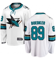 Men's San Jose Sharks #89 Mikkel Boedker Fanatics Branded White Away Breakaway NHL Jersey