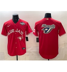Men's Toronto Blue Jays Team Big Logo Red 2025 World Series Home Cool Base Stitched Baseball Jersey