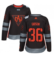 Women's Adidas Team North America #36 John Gibson Premier Black Away 2016 World Cup of Hockey Jersey