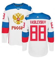 Men's Adidas Team Russia #88 Andrei Vasilevskiy Authentic White Home 2016 World Cup of Hockey Jersey