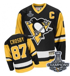 Men's CCM Pittsburgh Penguins #87 Sidney Crosby Premier Black Throwback 2017 Stanley Cup Champions NHL Jersey