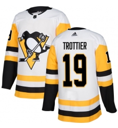 Men's Adidas Pittsburgh Penguins #19 Bryan Trottier Authentic White Away NHL Jersey