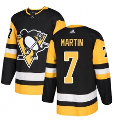Men's Adidas Pittsburgh Penguins #7 Paul Martin Authentic Black Home NHL Jersey