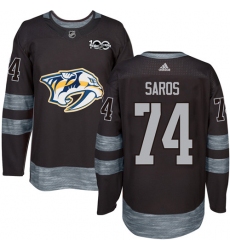 Men's Adidas Nashville Predators #74 Juuse Saros Authentic Black 1917-2017 100th Anniversary NHL Jersey