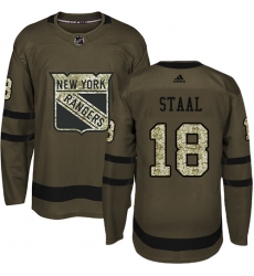 Youth Adidas New York Rangers #18 Marc Staal Premier Green Salute to Service NHL Jersey