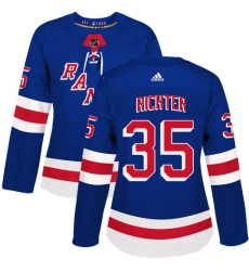 Women's Adidas New York Rangers #35 Mike Richter Premier Royal Blue Home NHL Jersey
