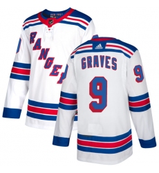Women's Reebok New York Rangers #9 Adam Graves Authentic White Away NHL Jersey
