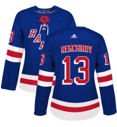 Women's Adidas New York Rangers #13 Sergei Nemchinov Authentic Royal Blue Home NHL Jersey